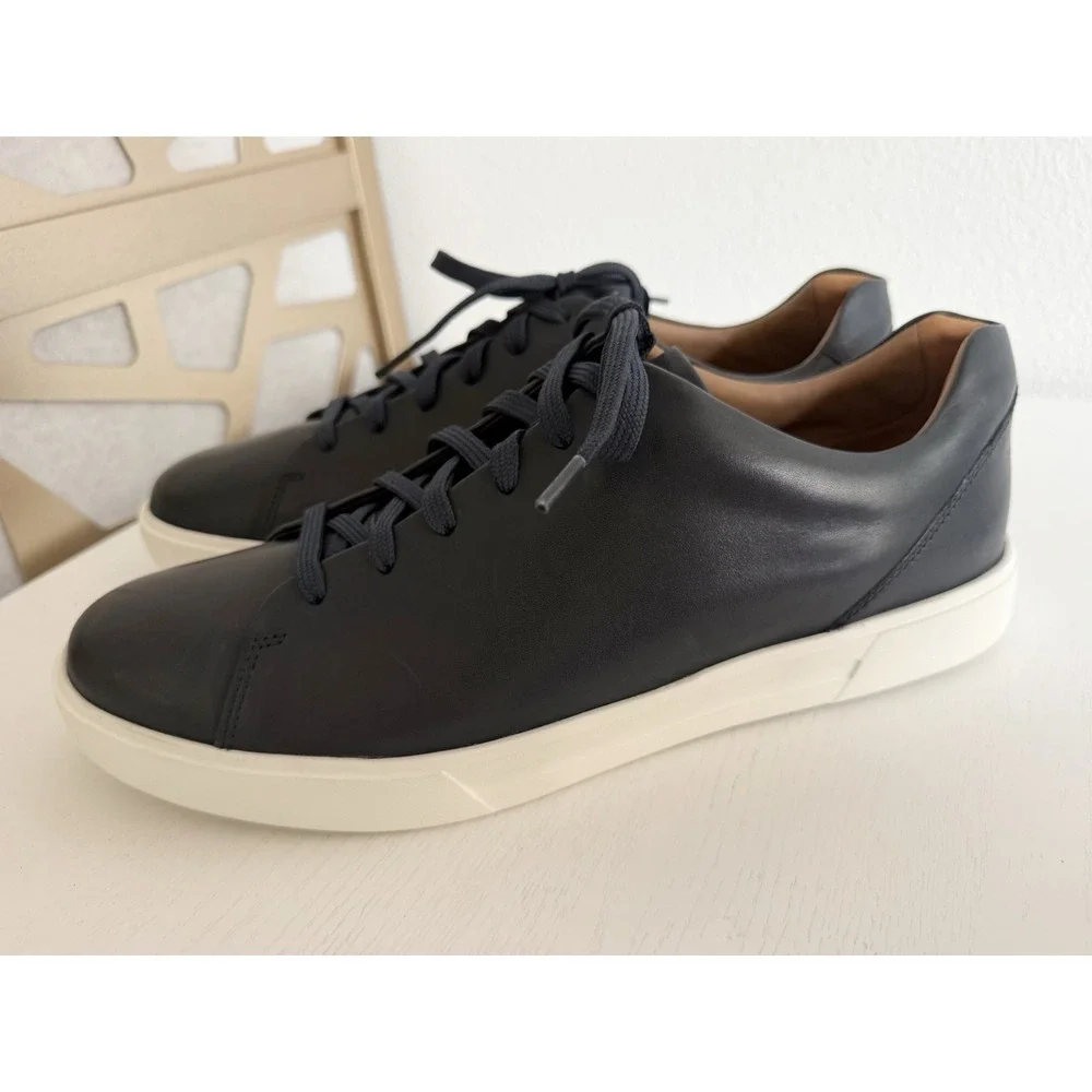 New Clarks Men's Un Costa Unstructured Lace Up Navy Blue Leather Shoes Size 12